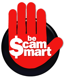 hand with be scam smart warning